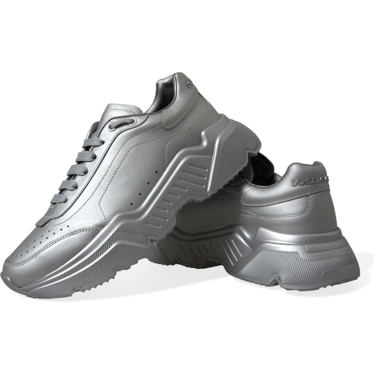 Dolce & Gabbana Silver DAYMASTER Leather Men Casual Sneakers Shoes MV5291-40