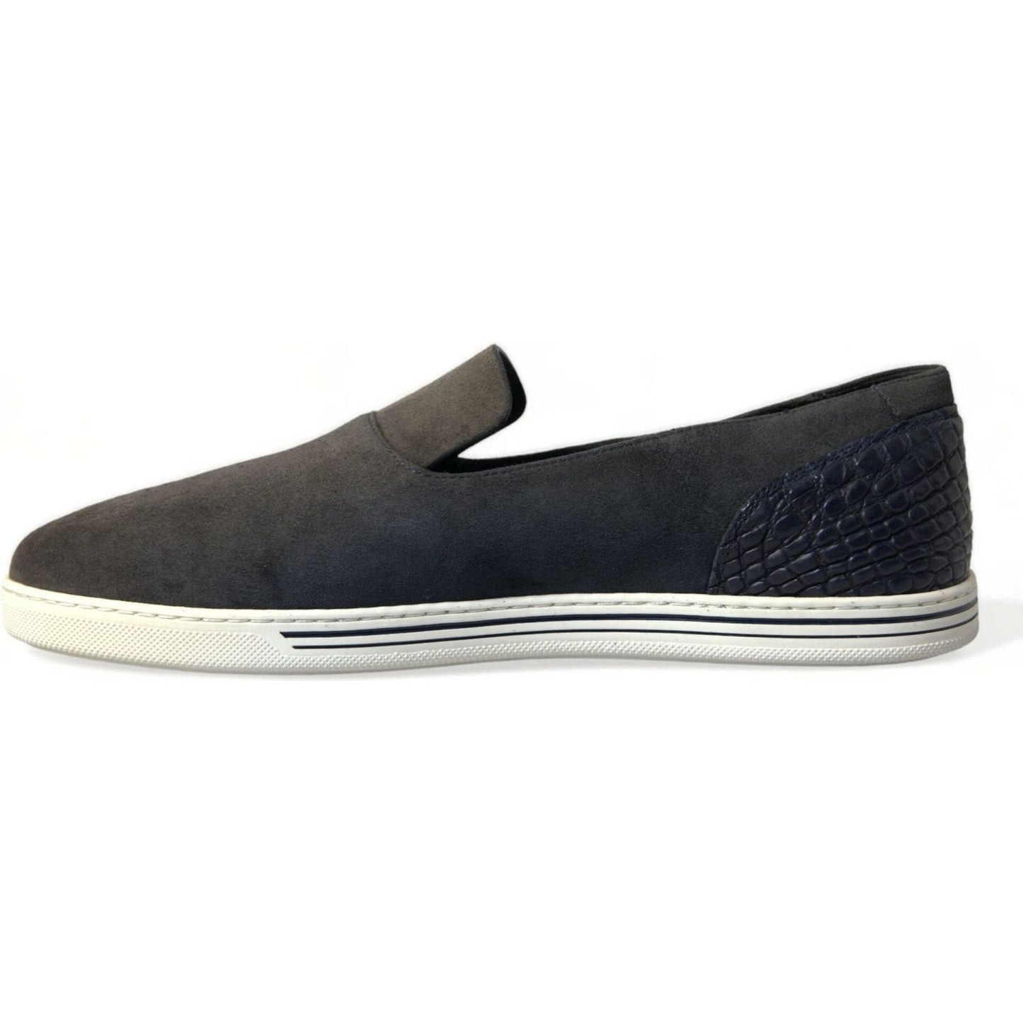 Dolce & Gabbana Blue Suede Caiman Men Loafers Slippers Shoes MV5352-41