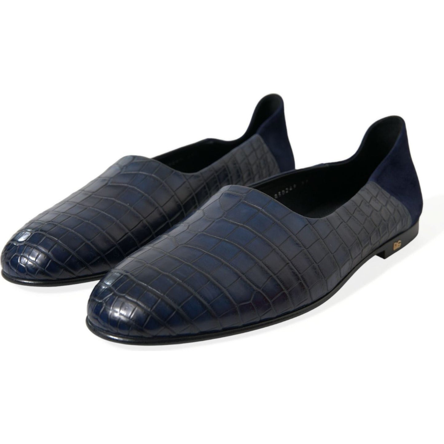 Dolce & Gabbana Blue Crocodile Leather Loafers Slip On Shoes MV5355-45