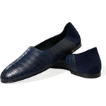 Dolce & Gabbana Blue Crocodile Leather Loafers Slip On Shoes MV5355-45