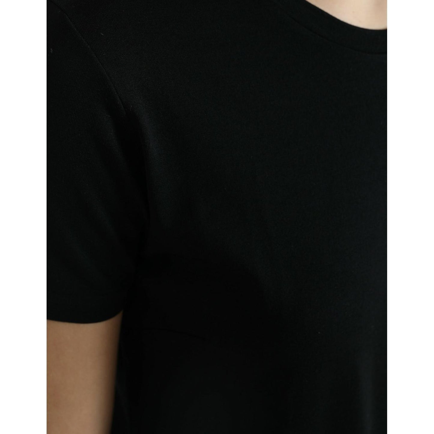 Dolce & Gabbana Black Wool Short Sleeves Crewneck Top T-shirt TSH84260-42