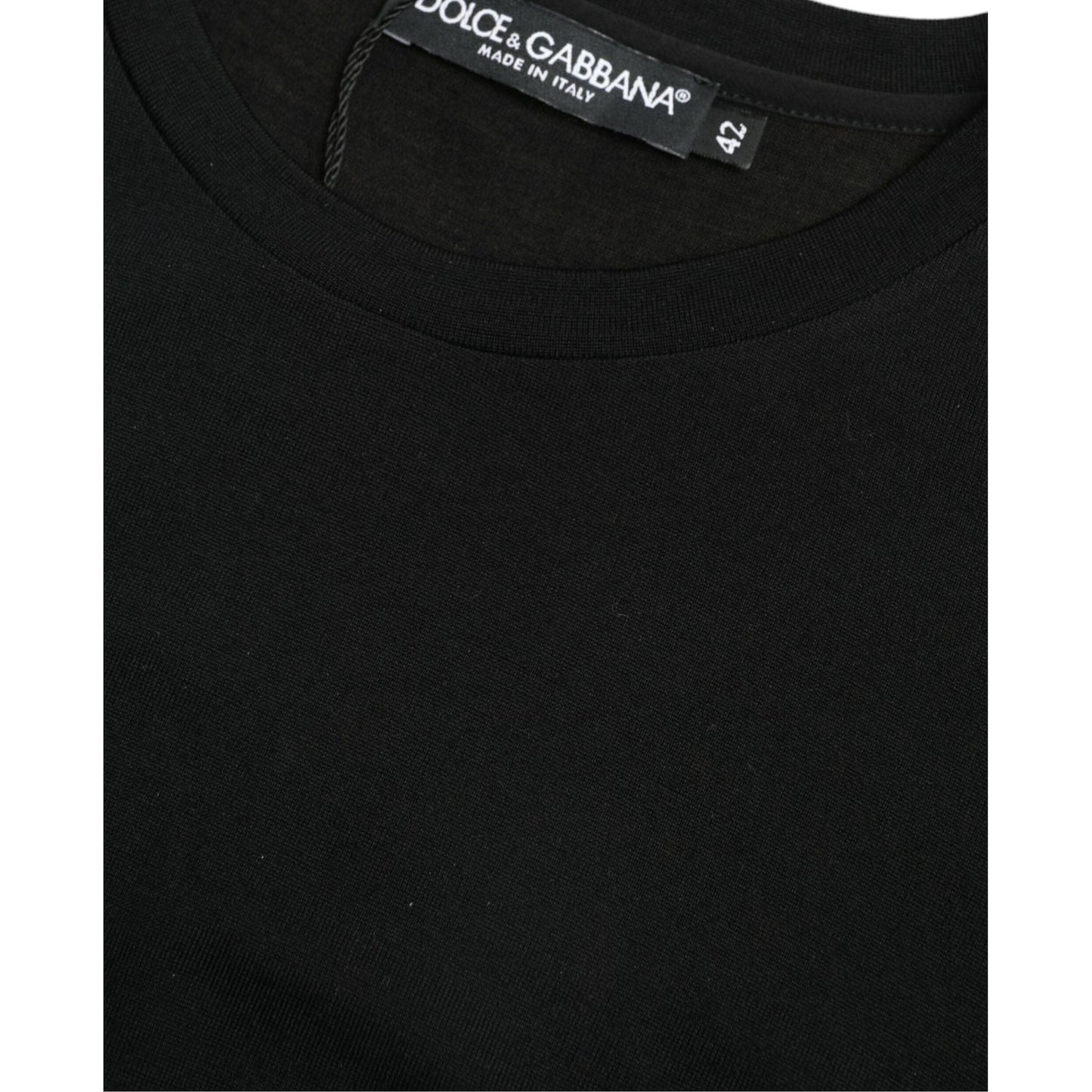 Dolce & Gabbana Black Wool Short Sleeves Crewneck Top T-shirt TSH84260-42