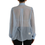 Dolce & Gabbana Blue Long Sleeves Ascot Collar Blouse Top TSH84308-46