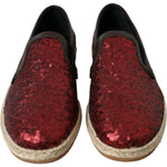 Dolce & Gabbana Red Sequined Loafers Slippers Men Shoes MV5429-44