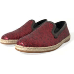 Dolce & Gabbana Red Sequined Loafers Slippers Men Shoes MV5429-44