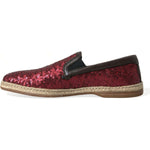 Dolce & Gabbana Red Sequined Loafers Slippers Men Shoes MV5429-44