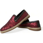 Dolce & Gabbana Red Sequined Loafers Slippers Men Shoes MV5429-44