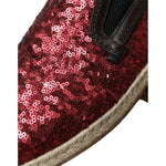 Dolce & Gabbana Red Sequined Loafers Slippers Men Shoes MV5429-44