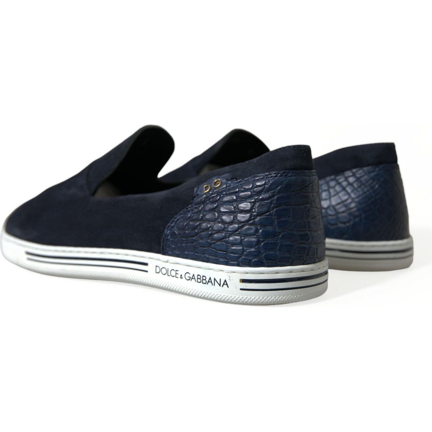 Dolce & Gabbana Blue Suede Caiman Loafers Saint Tropez Shoes MV5580-39