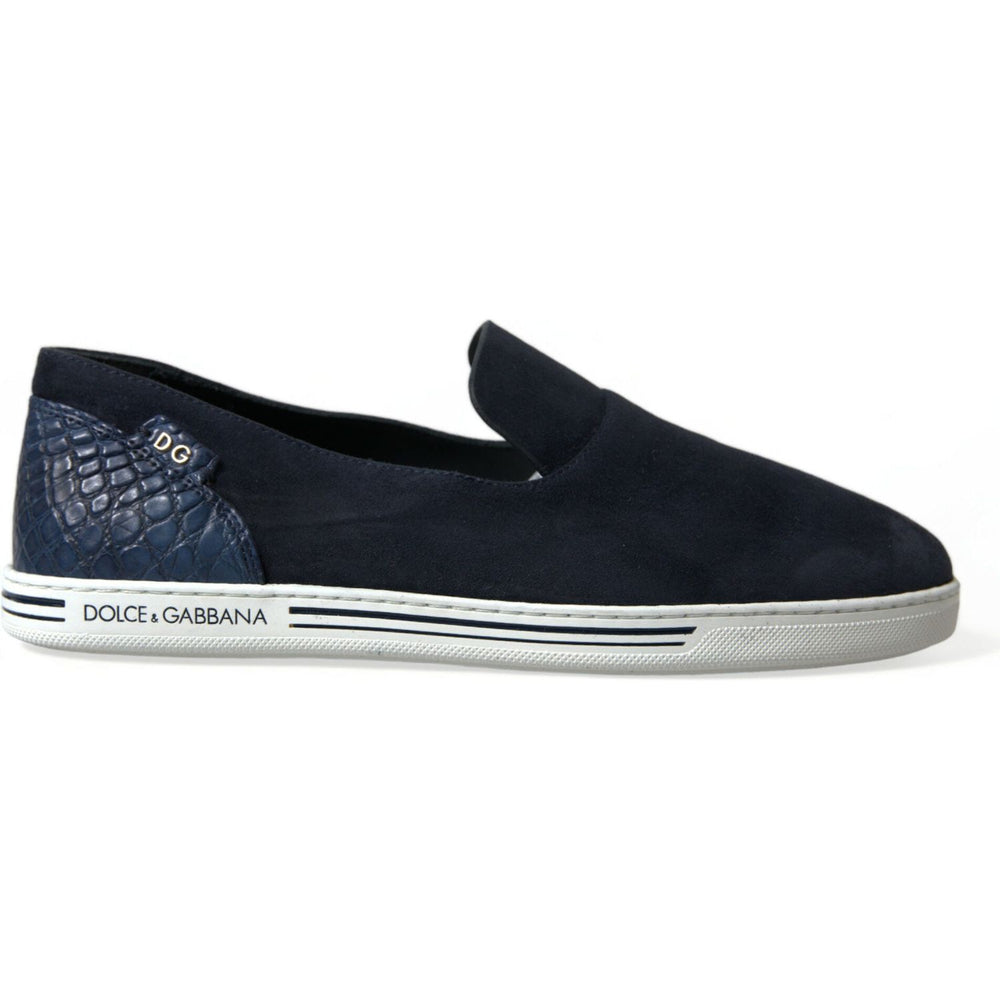 Dolce & Gabbana Blue Suede Caiman Loafers Saint Tropez Shoes MV5580-39