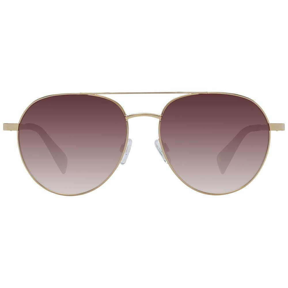 Ted Baker gold aviator sunglasses for men with brown gradient lenses, metal frame, full-rim, 100% UVA & UVB protection. Size 57-16-140.