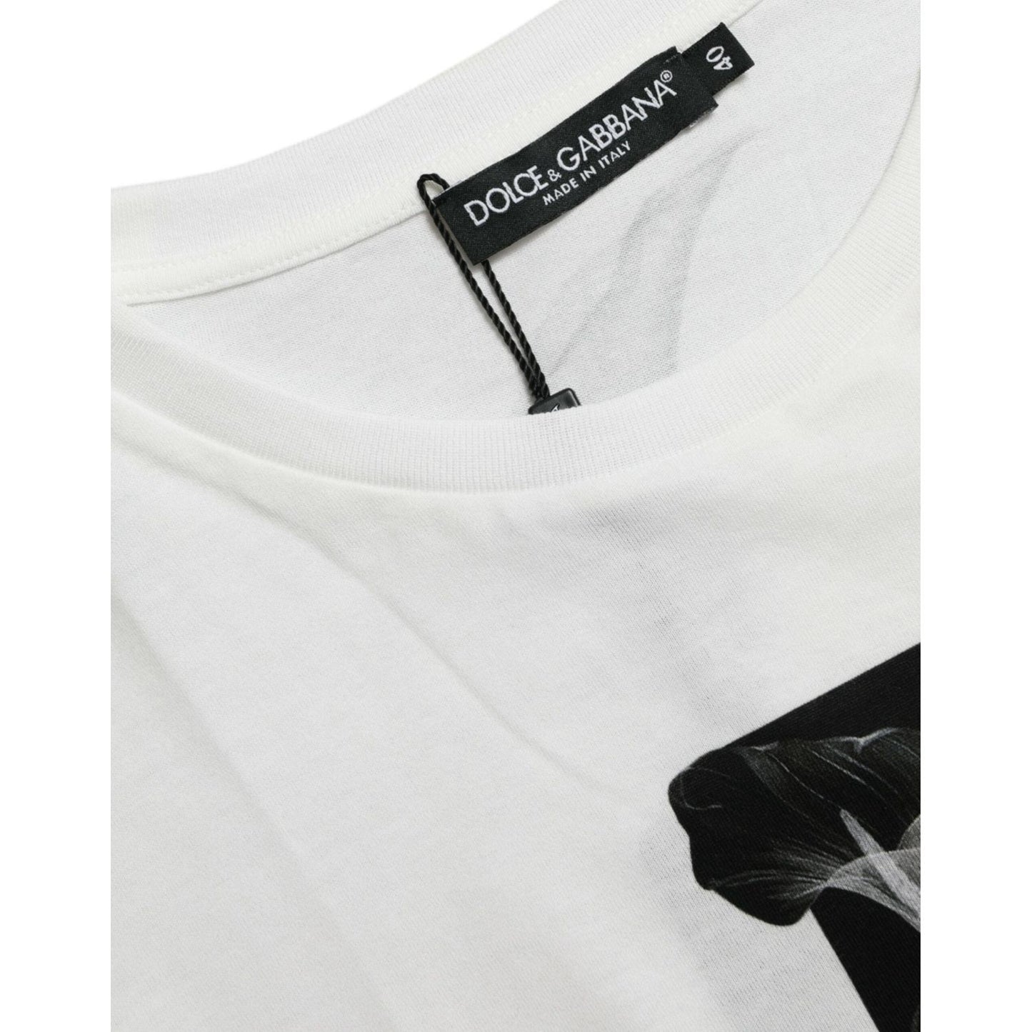 Dolce & Gabbana White Black Roses Crewneck Cotton T-shirt TSH84524-38