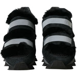 Dolce & Gabbana Black Fur Embellished Suede Sneakers Shoes MV5524-44