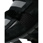 Dolce & Gabbana Black Fur Embellished Suede Sneakers Shoes MV5524-44