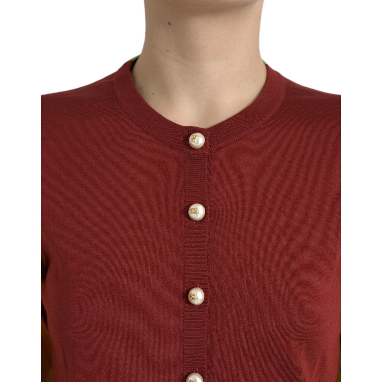 Dolce & Gabbana Multicolor Silk Crewneck Cardigan Sweater TSH84540-38