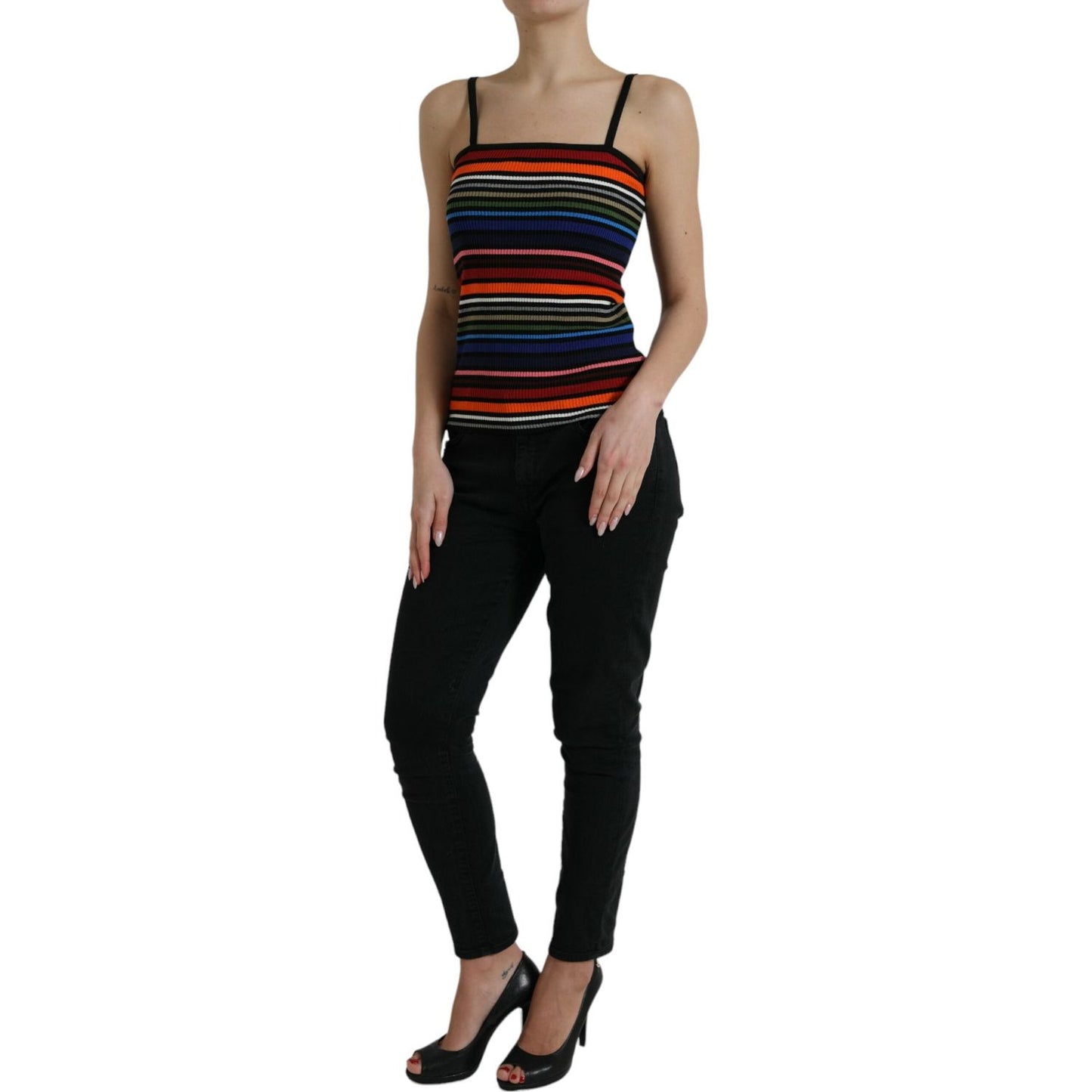 Dolce & Gabbana Multicolor Stripes Spaghetti Strap Tank Top TSH84802-40