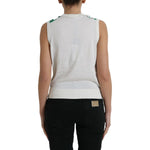 Dolce & Gabbana White Banana Leaf Print Crew Neck Tank Top TSH84843-36