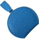 Dolce & Gabbana Blue Calfskin Leather Round Logo Hand Mirror Holder SMY101230
