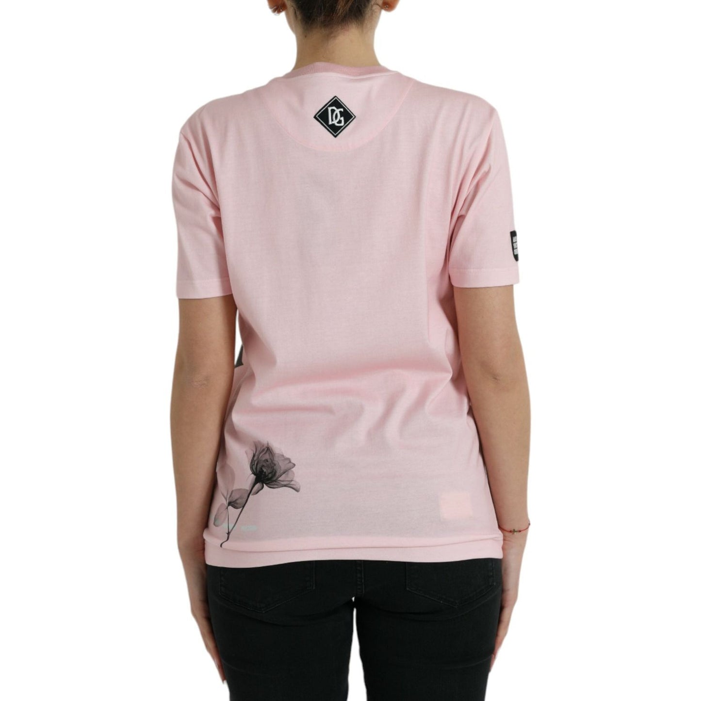 Dolce & Gabbana Pink Floral Print Cotton Short Sleeves T-shirt TSH851993-40