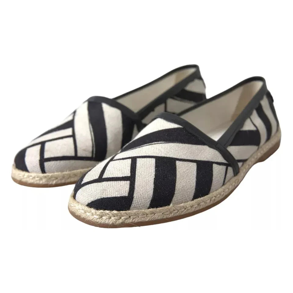 Dolce & Gabbana Black White Stripes Slip On Espadrille Shoes MV6523-41