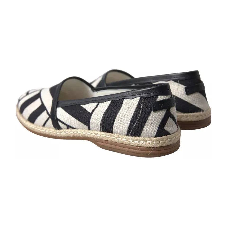 Dolce & Gabbana Black White Stripes Slip On Espadrille Shoes MV6523-41