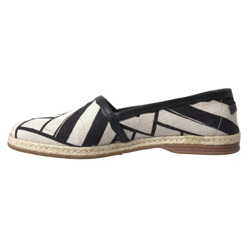 Dolce & Gabbana Black White Stripes Slip On Espadrille Shoes MV6523-41