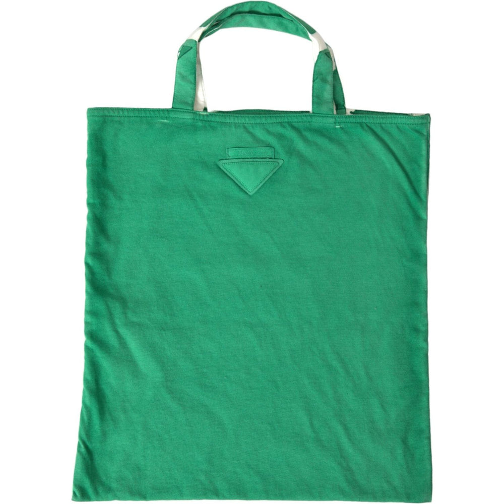 Prada Green Jersey Fabric Logo Shoulder Shopping Tote Shopping Bag BAG1184