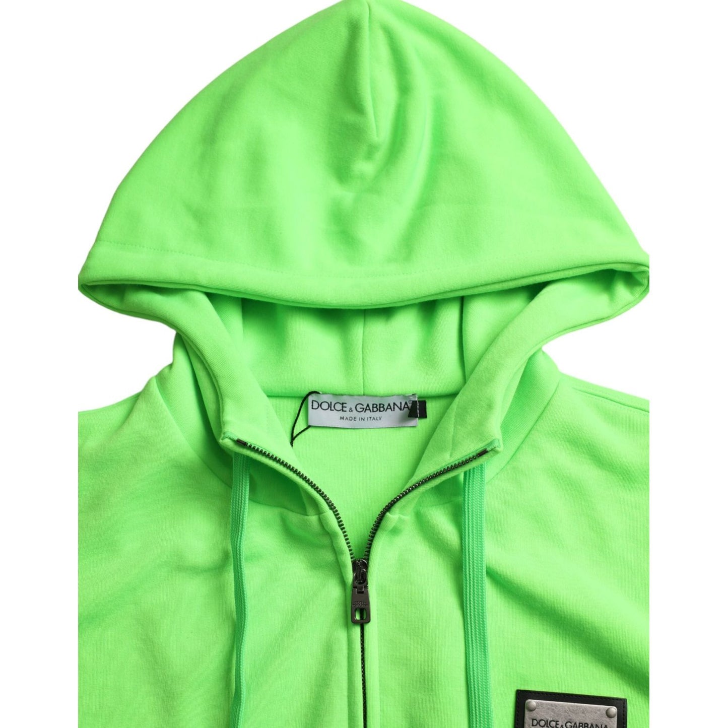 Dolce & Gabbana Neon Green Hooded Full Zip Top Sweater TSH851989-44