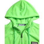 Dolce & Gabbana Neon Green Hooded Full Zip Top Sweater TSH851989-44