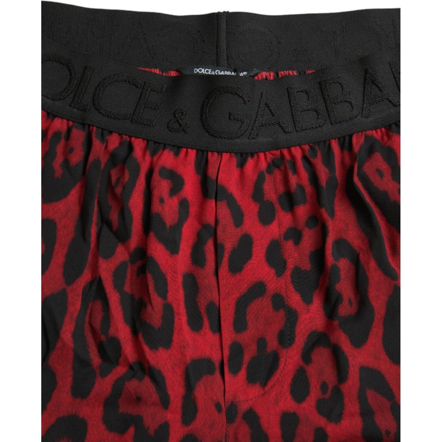 Dolce & Gabbana Red Leopard Print Viscose Bermuda Shorts PAN75018-46