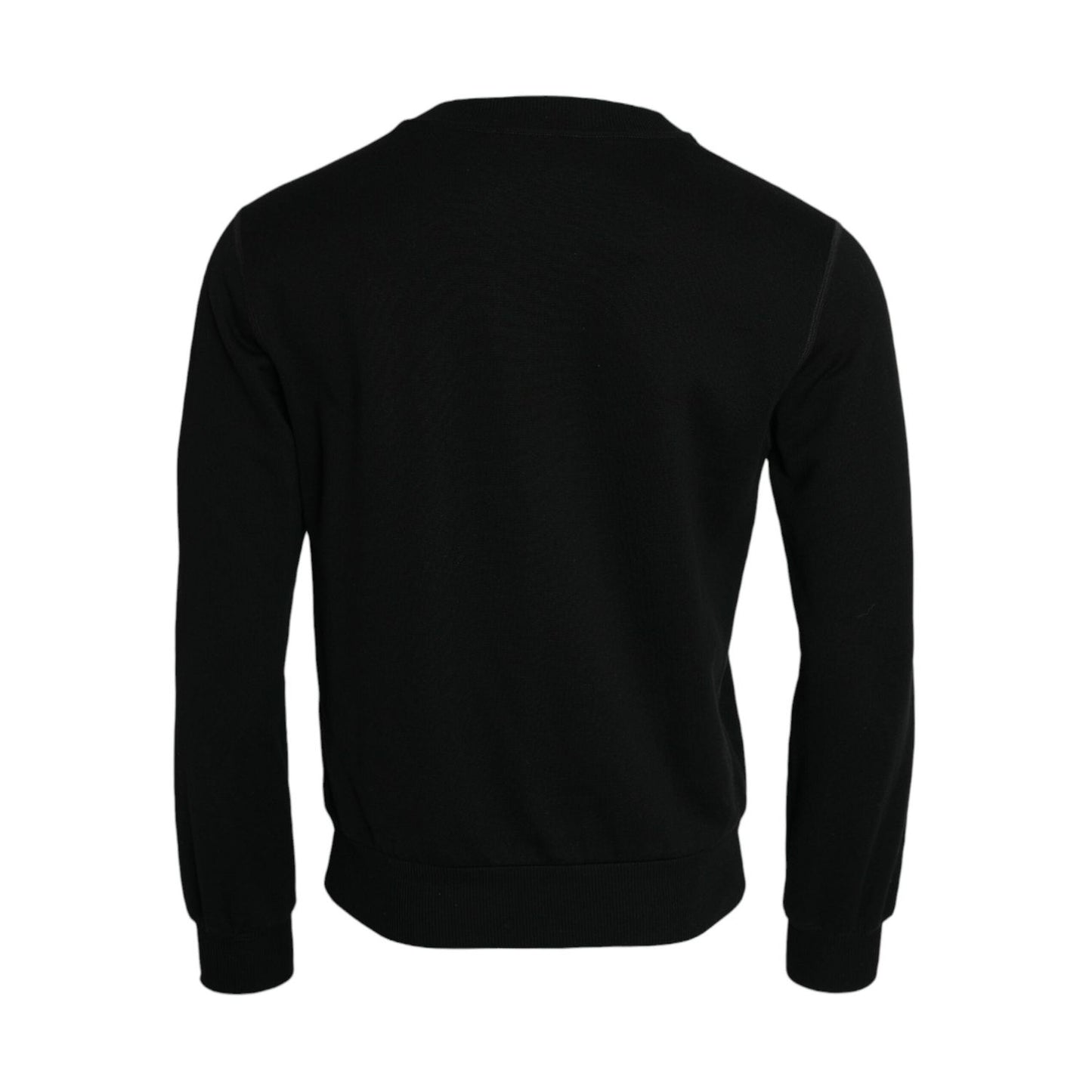 Dolce & Gabbana Black Cotton Long Sleeves Sweatshirt Sweater TSH851944-44