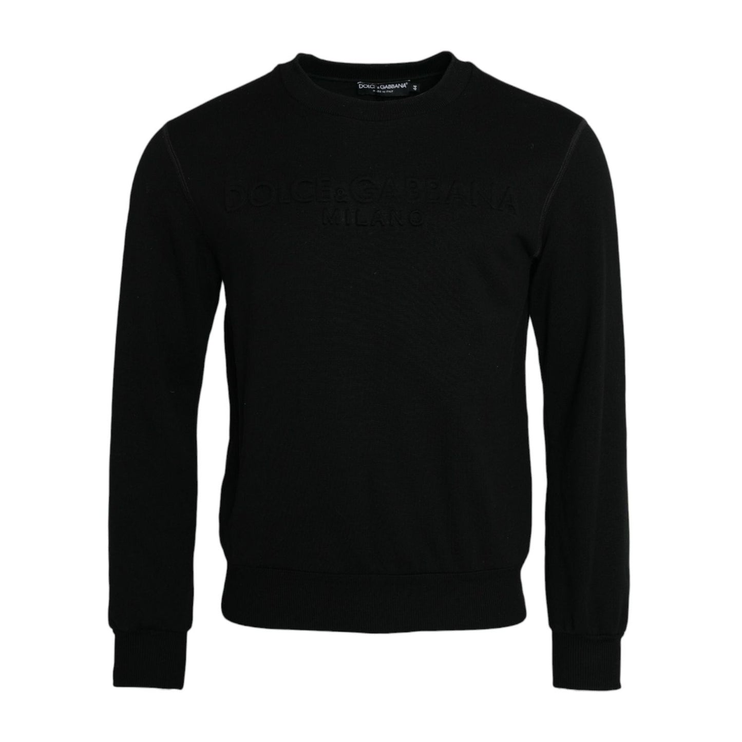 Dolce & Gabbana Black Cotton Long Sleeves Sweatshirt Sweater TSH851944-44