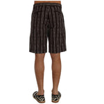 Dolce & Gabbana Bordeaux Striped Cotton Knee High Shorts Dolce & Gabbana Black
