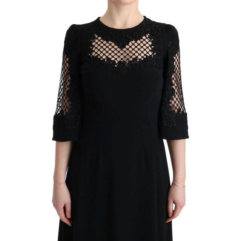 Dolce & Gabbana Black Stretch Shift Long Maxi Dress SIG60573-1
