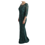 Dolce & Gabbana Green Floral Crystal Ricamo Sheath Dress SIG60589-1