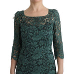 Dolce & Gabbana Green Floral Crystal Ricamo Sheath Dress SIG60589-1