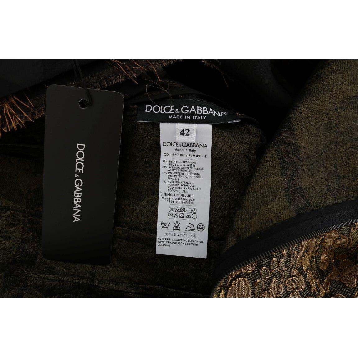 Dolce & Gabbana Black Silk Brown Fringes A-Line Dress DR1018-6