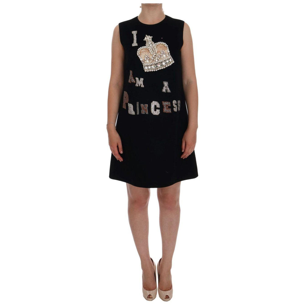 Dolce & Gabbana Black I AM A PRINCESS Crystal Shift Dress DR1053-7
