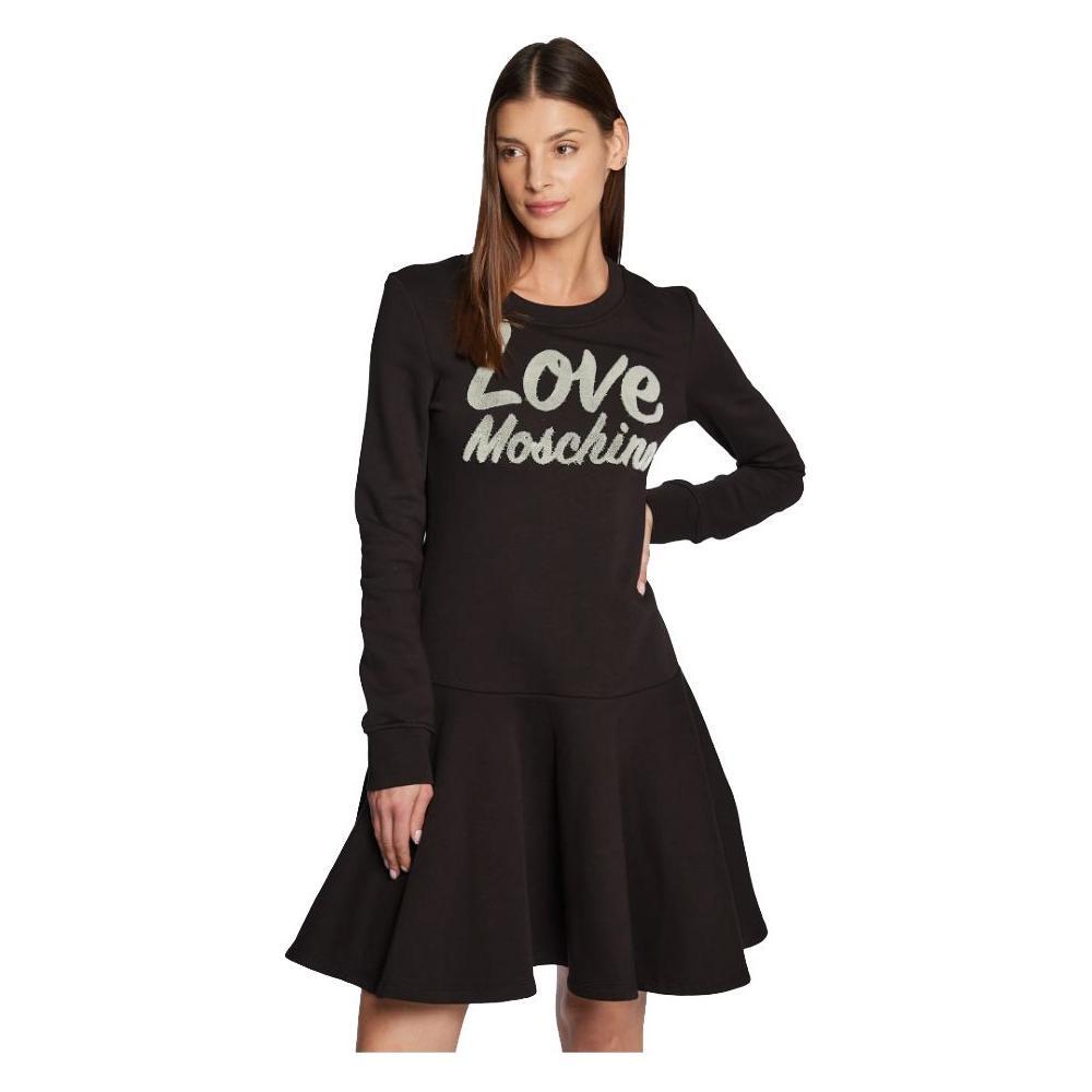 Love Moschino Chic Embossed Logo Cotton Blend Dress LO-10231-IT46 | L
