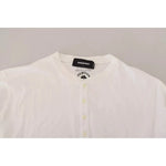 Dsquared² White Cotton Linen Long Sleeves Pullover Sweater Dsquared² Light Gray