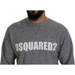 Dsquared² Gray Crystal Embellishment Men Pullover Sweater Dsquared² Dim Gray