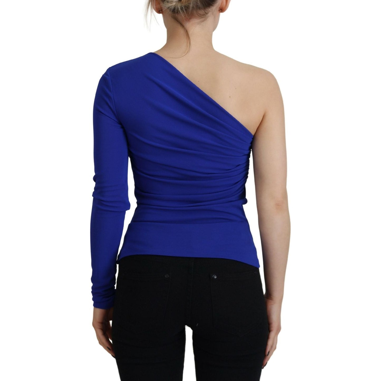 Dsquared² Blue Viscose One Shoulder Slim Fit Blouse Top DR28832-38
