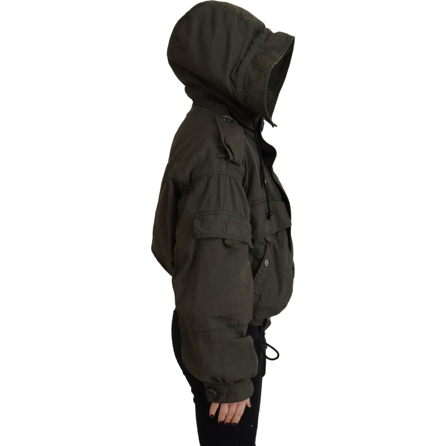 Dsquared² Green Cotton Hooded Cargo Button Jacket JKT3521-38