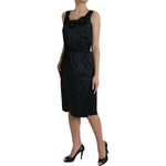 Dolce & Gabbana Black Polyester Lace Trim Sheath Midi Dress DR281190-50