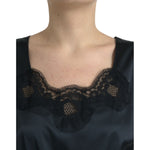 Dolce & Gabbana Black Polyester Lace Trim Sheath Midi Dress DR281190-50