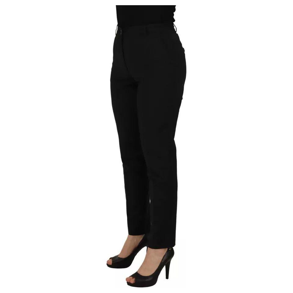 Dolce & Gabbana Black High Waist Tapered Trouser Pants PAN73123-40