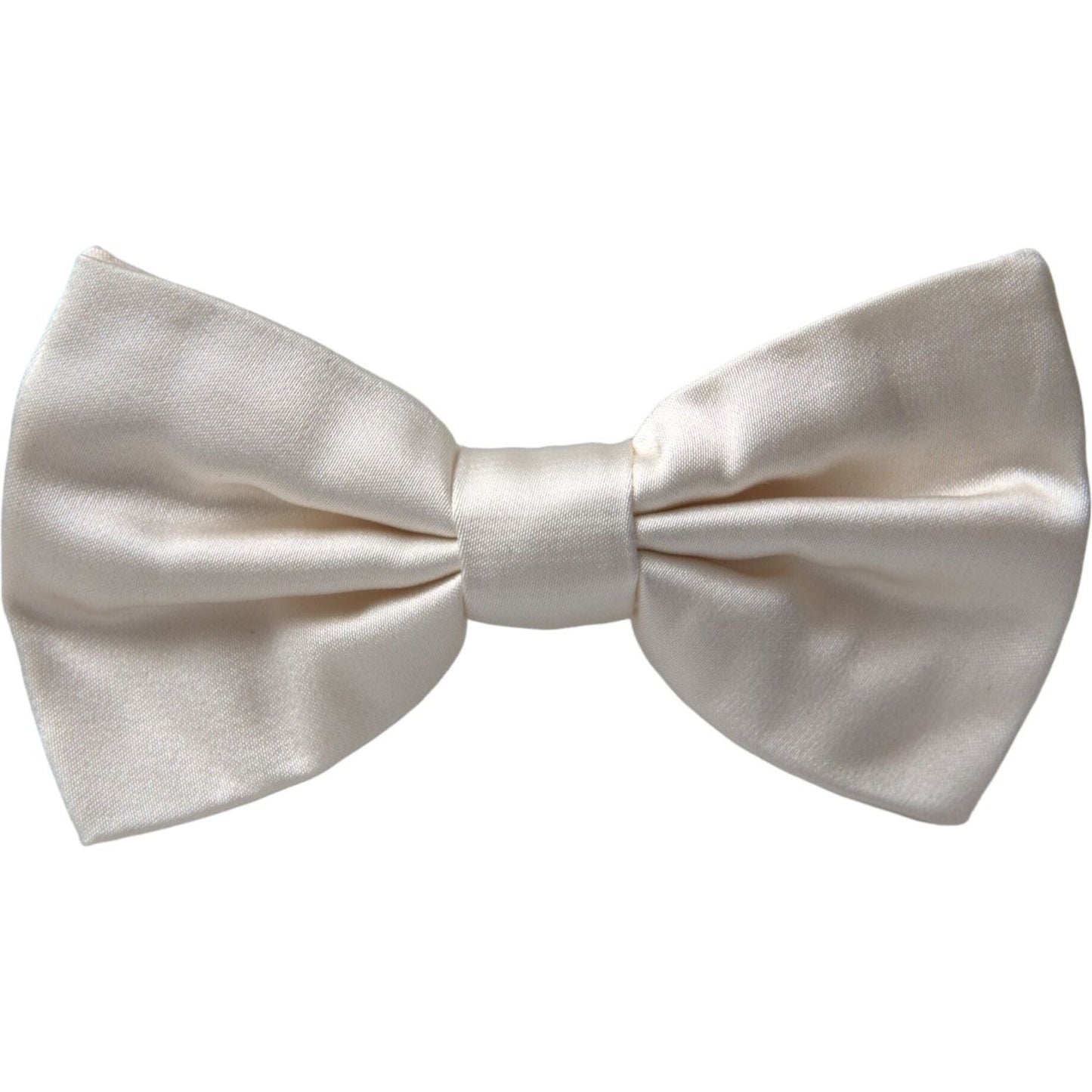 Dolce & Gabbana Off White Silk Adjustable Neck Men Bow Tie