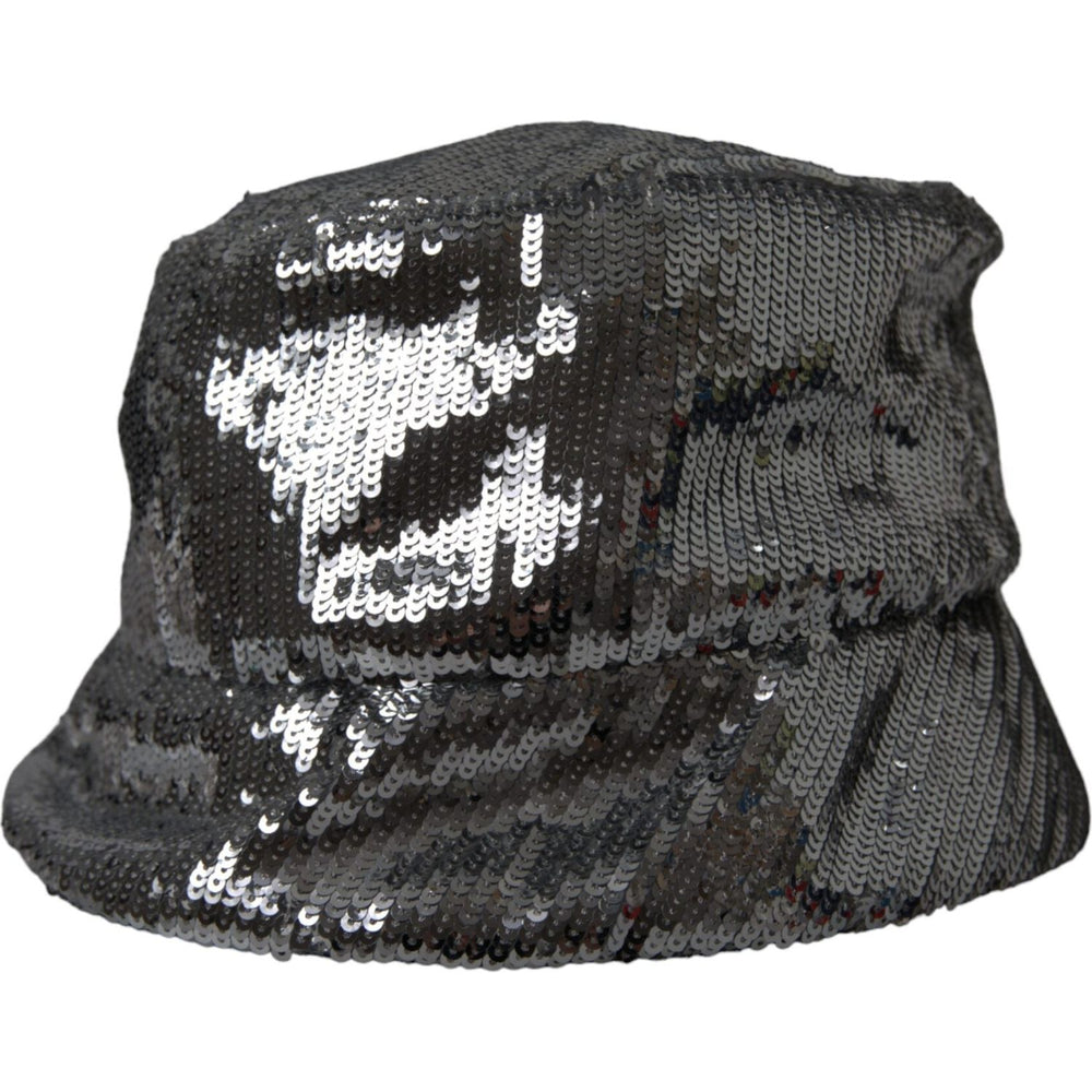Dolce & Gabbana Silver Sequined Nylon Bucket Hat Men HAT9526-60
