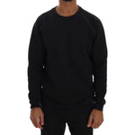 Daniele Alessandrini Chic Dark Blue Crewneck Cotton Sweater Daniele Alessandrini Black