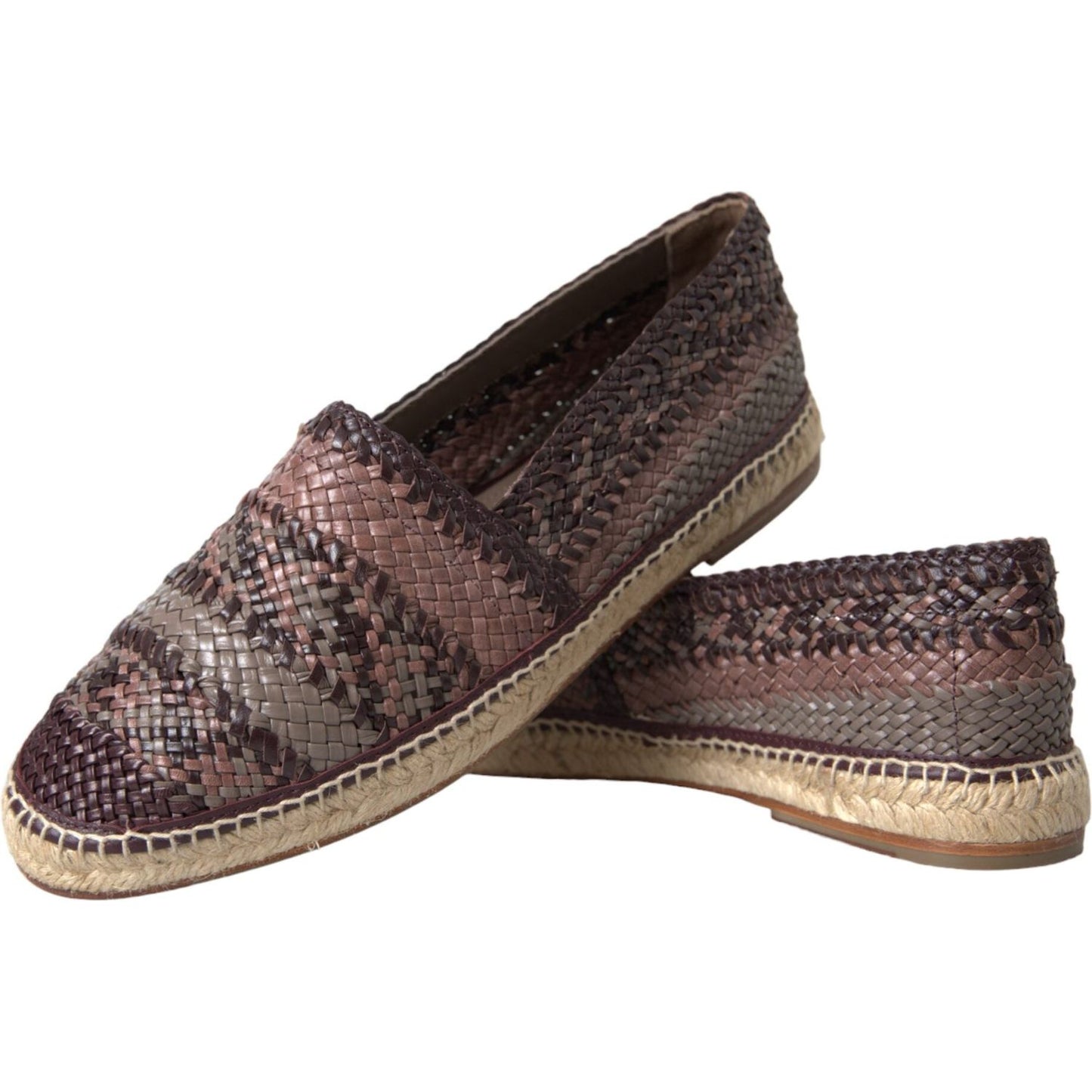 Dolce & Gabbana Brown Buffalo Leather Espadrille Flats Shoes MV5683-40